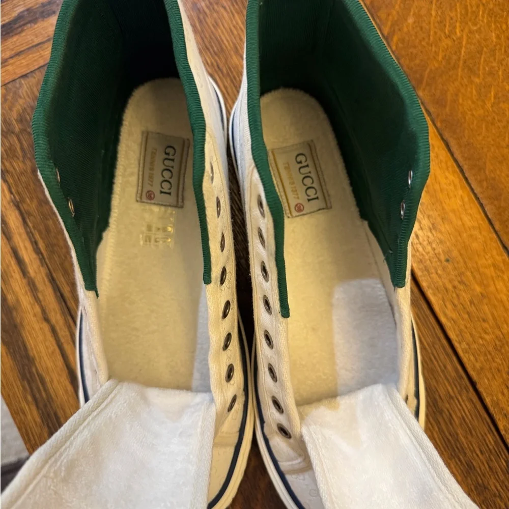 Authentic Women’s Gucci Tennis 1977 Mini GG High Tops White Canvas Sz 38 - Picture 6 of 16